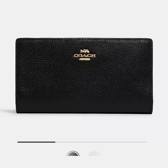 Coach Slip Zip Wallet. NWOT. Black with gold zipper. - Picture 8 of 11